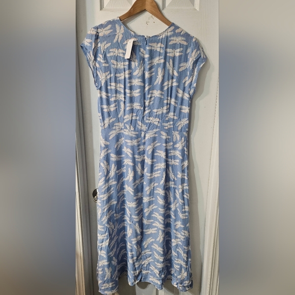 NWT LOFT Butterfly Flutter Sleeve Midi Dress - Picture 3 of 7